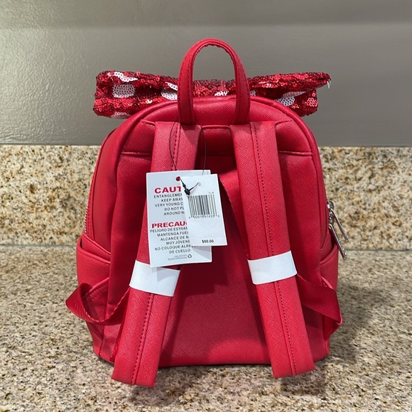 Disney Parks Loungefly Minnie Mouse Sequin Bow Mini Backpack - Picture 2 of 6
